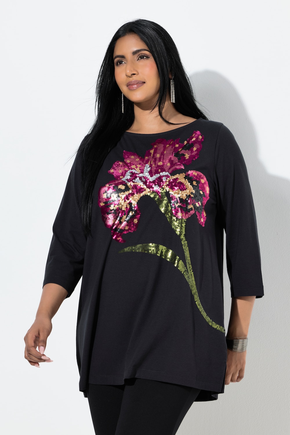 Sweatshirt, A-Linie, U-Boot-Ausschnitt, 3/4-Arm, Modalmix