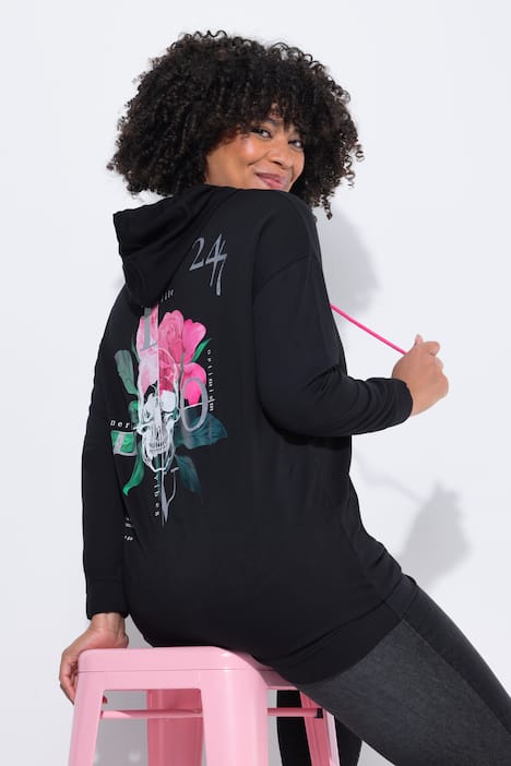 Hoodie, Comfort Fit, bloemenprint op de achterkant