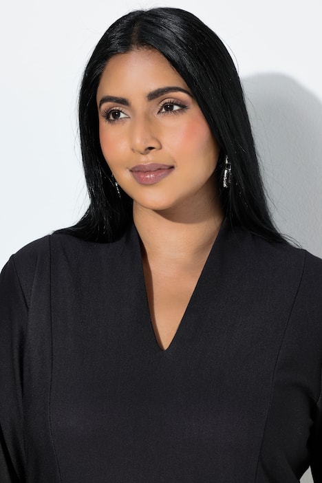 Punto-Midikleid, A-Linie, Kelchkragen, 3/4-Arm