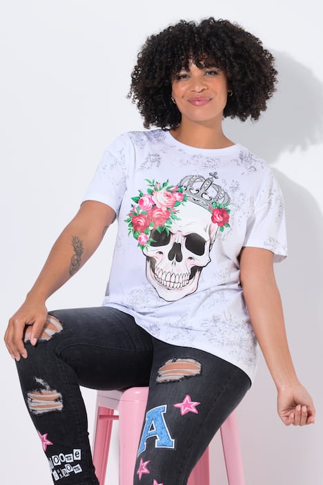 T-Shirt, oversized, Totenkopf