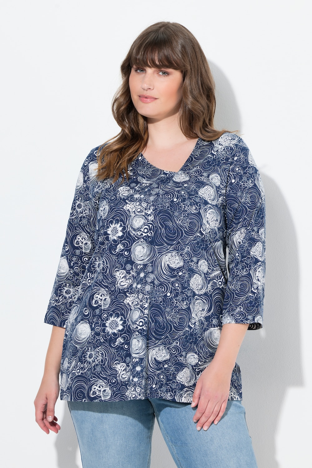 Große Größen Shirt, Damen, blau, Größe: 58/60, Baumwolle, Ulla Popken