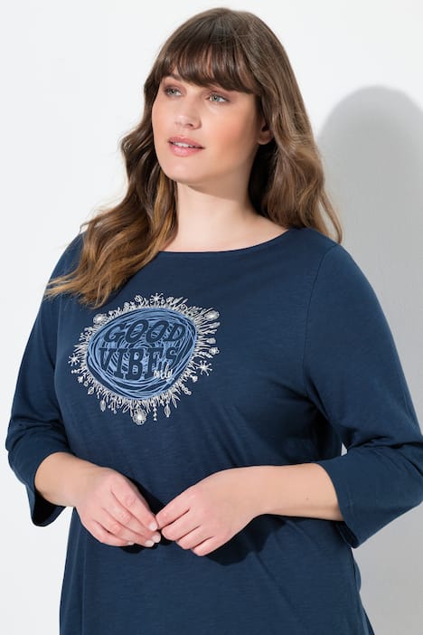 Shirt, motiefprint, A-lijn, boothals, 3/4-mouwen