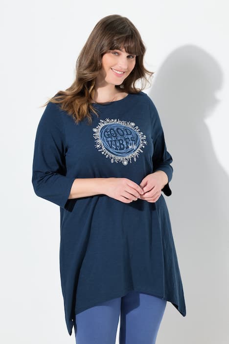 Shirt, Motivdruck, A-Linie, U-Boot-Ausschnitt, 3/4-Arm