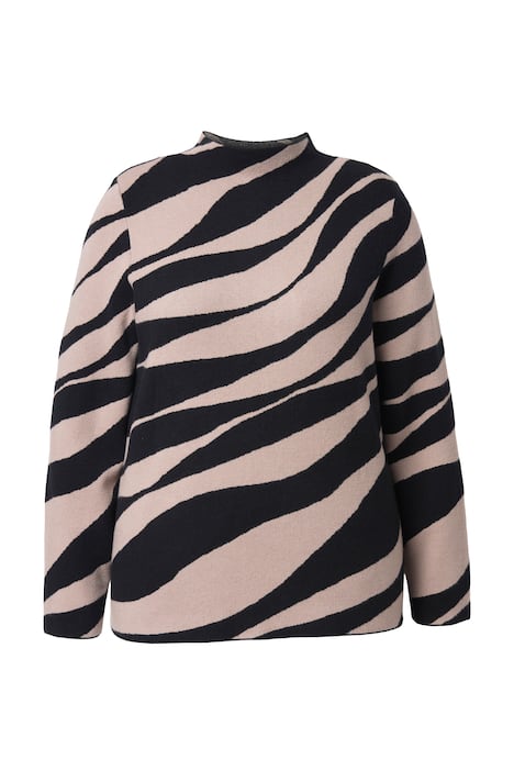 Pulovr, vlnový motiv, stojáček, dlouhé rukávy