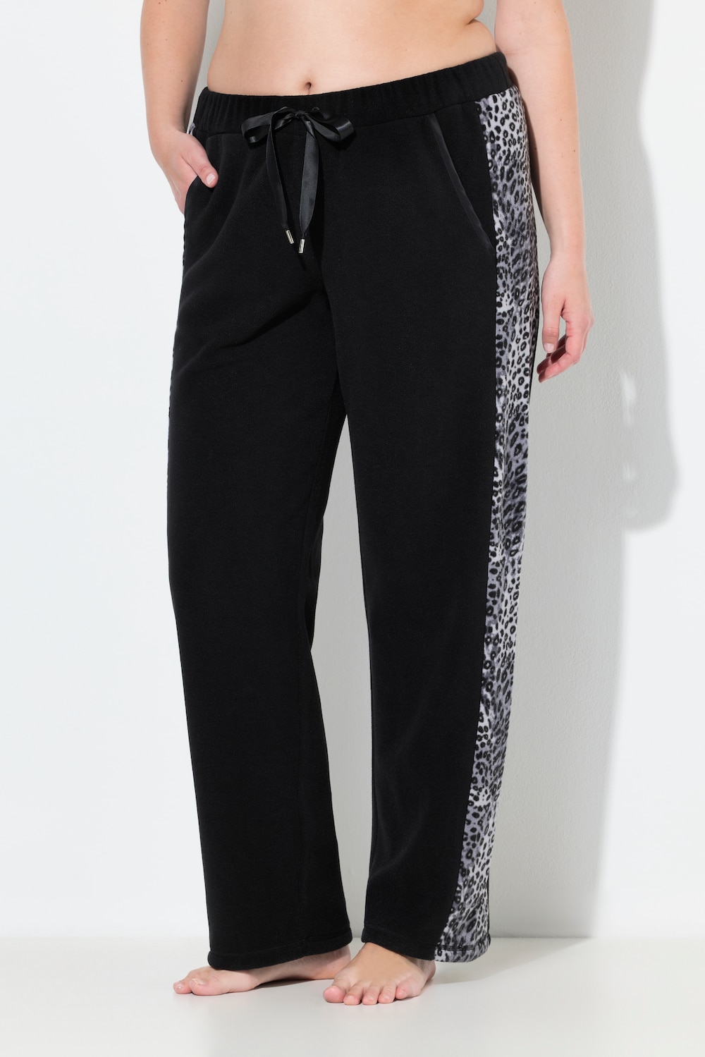 Große Größen Loungewear-Fleecehose, Damen, schwarz, Größe: 42/44, Polyester/Viskose, Ulla Popken