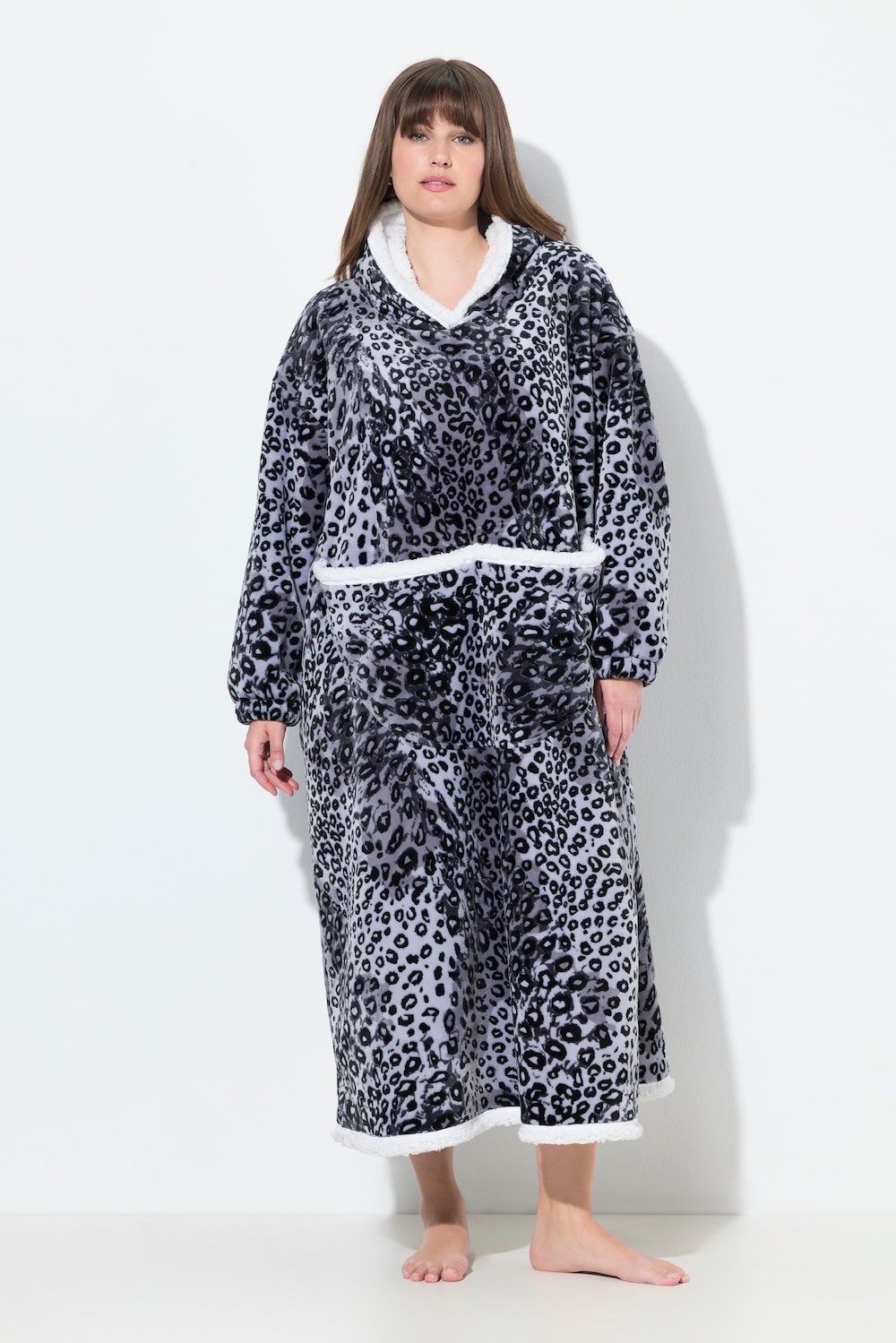 Große Größen Loungewear-Poncho, Damen, grau, Größe: 1=42-48, Polyester, Ulla Popken