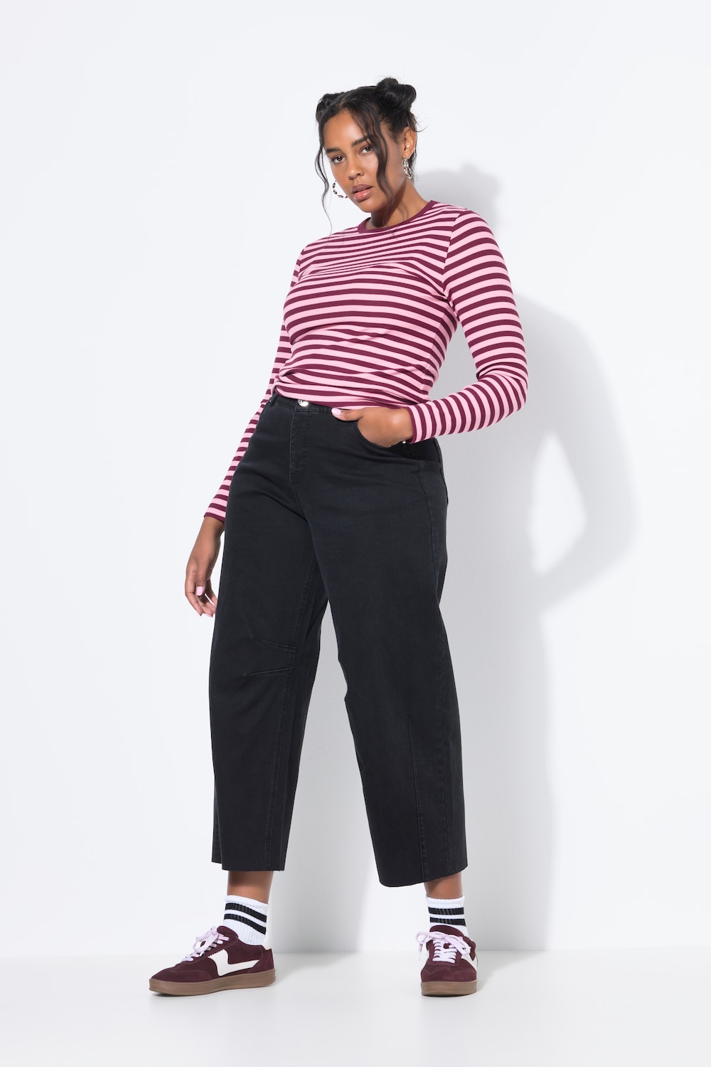 Große Größen Barrel-Jeans, Damen, schwarz, Größe: 58, Baumwolle/Polyester, Studio Untold