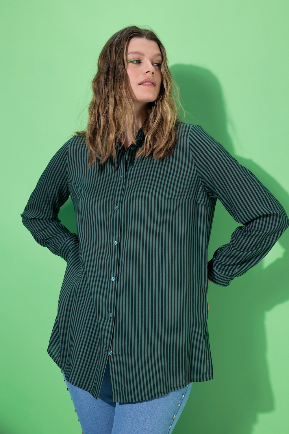 Große Größen Hemdbluse, Damen, türkis, Größe: 46/48, Viskose, Studio Untold
