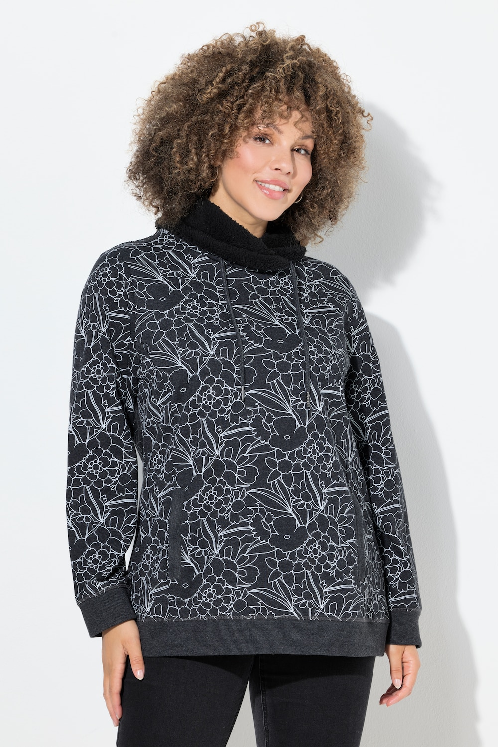 Große Größen Sweatshirt, Damen, schwarz, Größe: 62/64, Polyester/Baumwolle, Ulla Popken