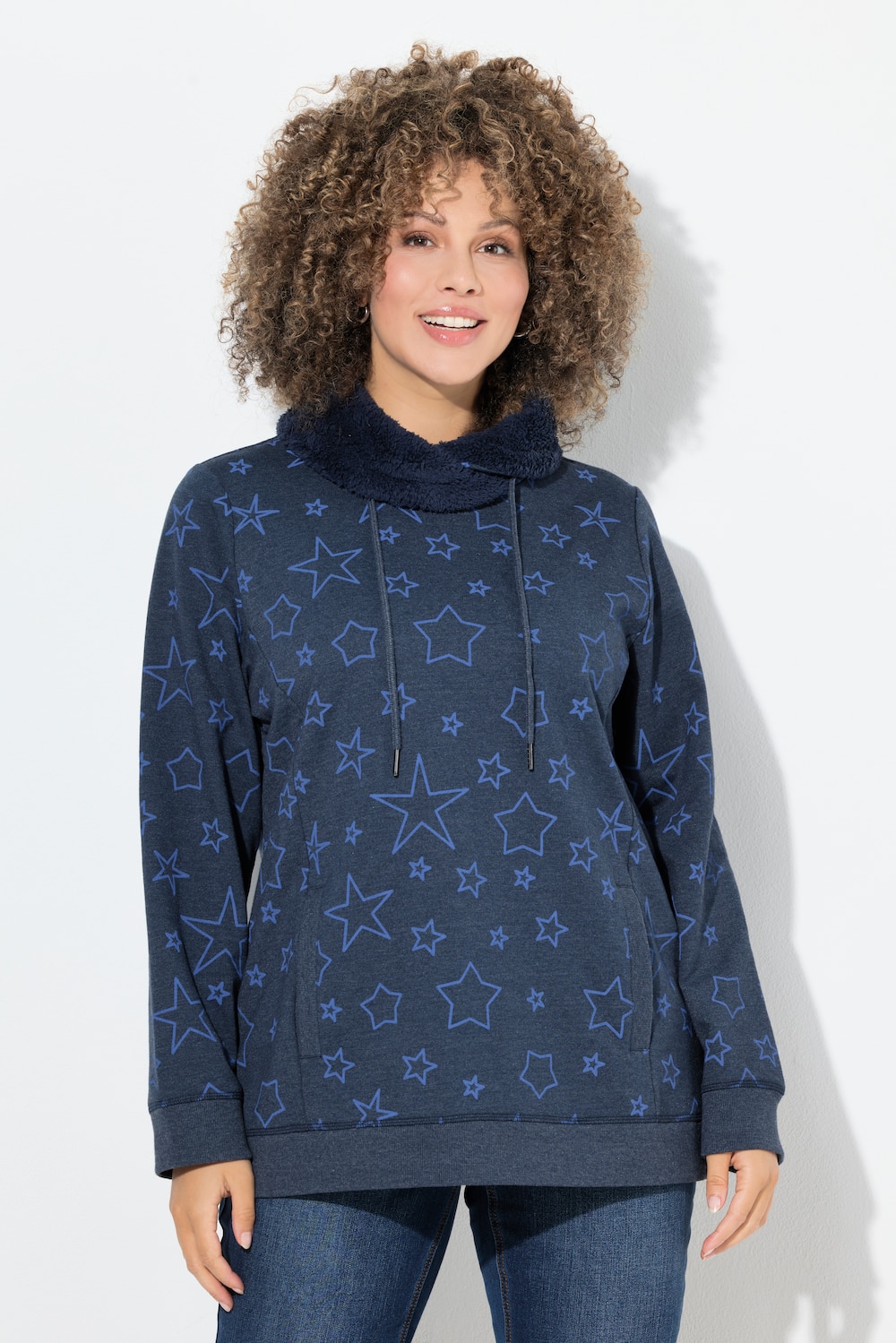 Große Größen Sweatshirt, Damen, blau, Größe: 50/52, Polyester/Baumwolle, Ulla Popken