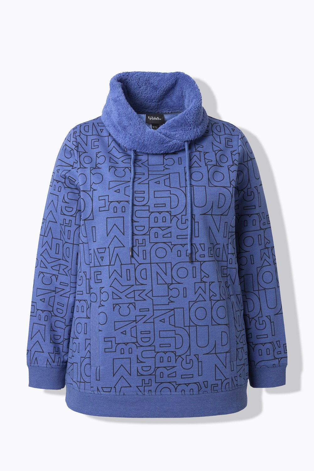Stora storlekar Mjukiströja med print, Dam, blå, storlek: 54/56, Polyester/Bomull, Ulla Popken