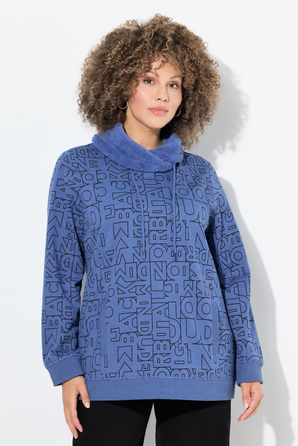Große Größen Sweatshirt, Damen, blau, Größe: 66/68, Polyester/Baumwolle, Ulla Popken