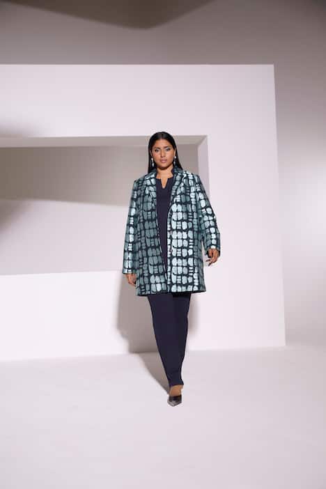 Jacquard-Jacke, A-Linie, Reverskragen, Langarm