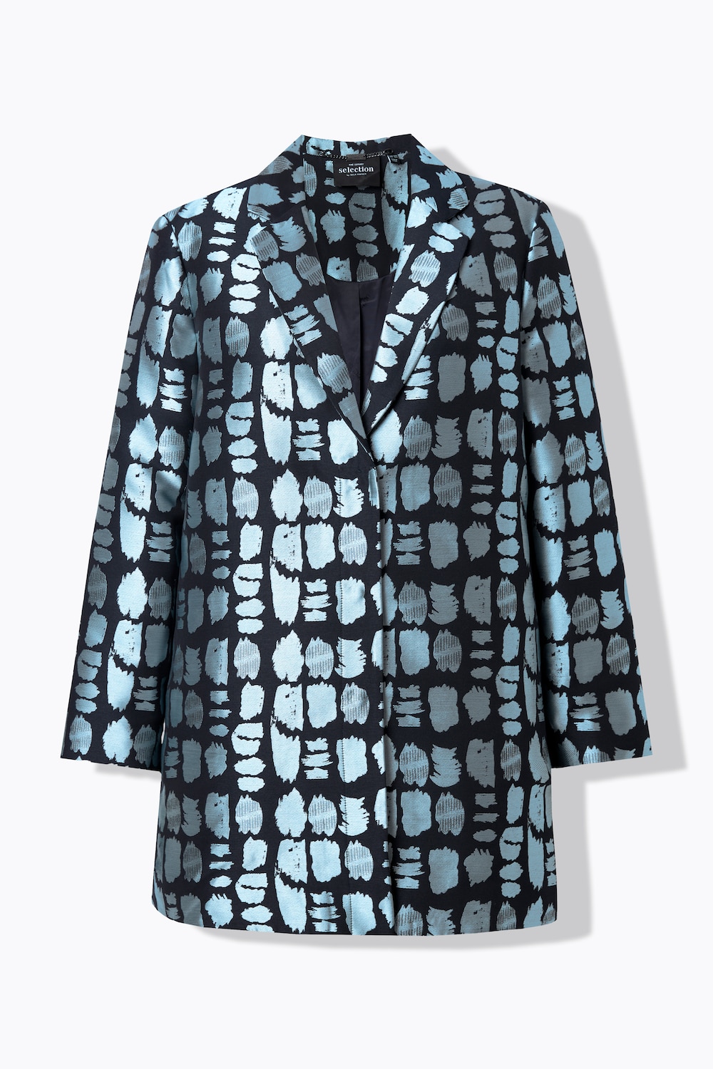 Stora storlekar Jacquardjacka, Dam, blå, storlek: 42/44, Polyester/Viskos, Ulla Popken