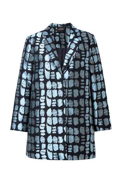 Žakárová bunda, A střih, klopový límec, dlouhé rukávy