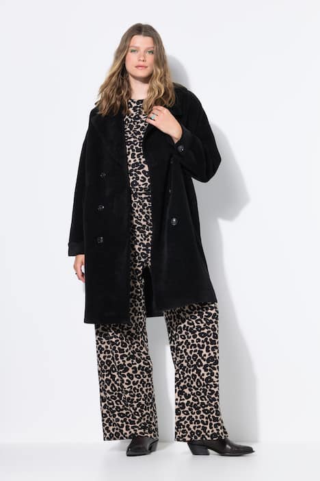 Abrigo, oversize, cruzado, cuello con solapa