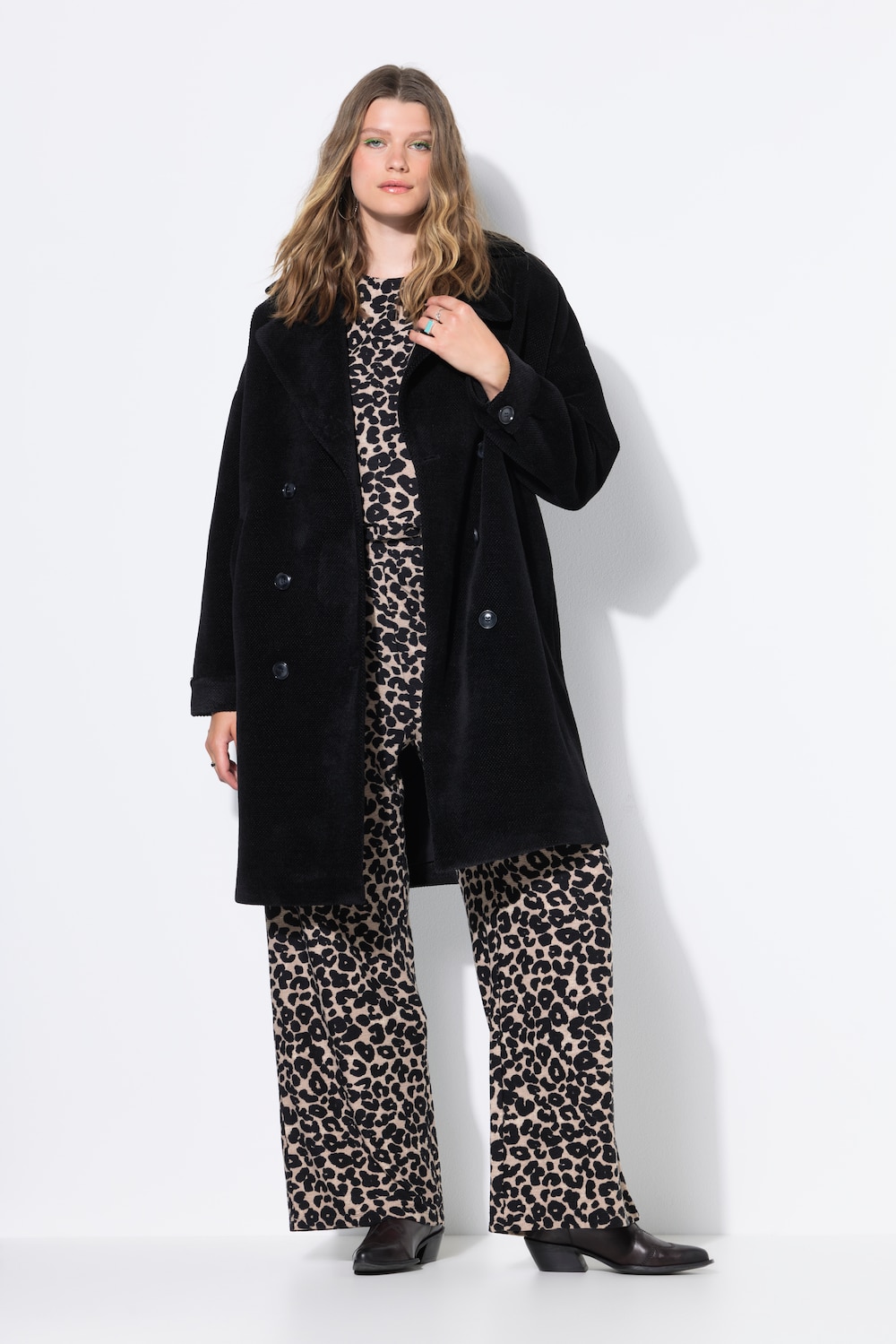 Thumbnail - Große Größen Mantel, Damen, schwarz, Größe: 50/52, Polyester, Studio Untold