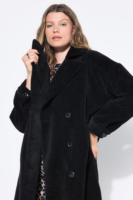 Mantel, oversized, Doppelreiher, Reverskragen