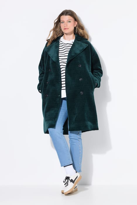 Abrigo, oversize, cruzado, cuello con solapa