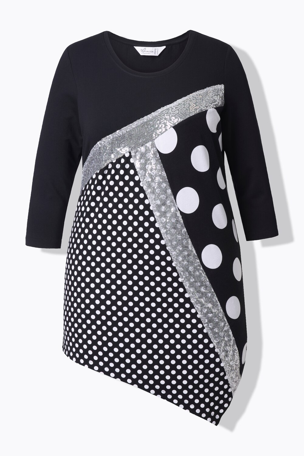 Stora storlekar T-shirt, Dam, svart, storlek: 46, Viskos, Mia Moda