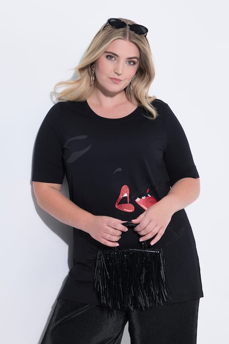 Camiseta, forma en A, motivo de mujer, piedras brillantes