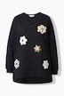 Sweatshirt, A-lijn, bloemenapplicaties