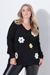 Sweatshirt, A-lijn, bloemenapplicaties
