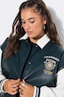 Giacca in stile college con look bicolore e maniche a palloncino