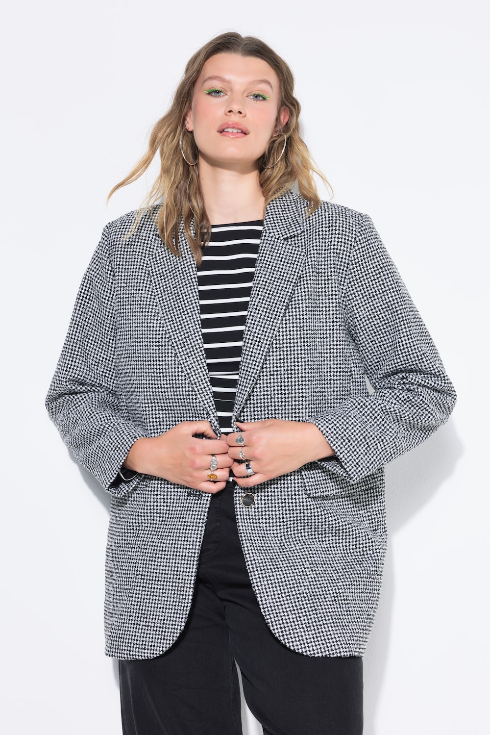 Große Größen Blazer, Damen, beige, Größe: 46/48, Polyester/Wolle, Studio Untold