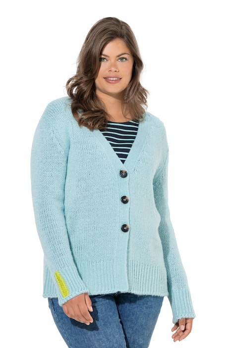 Pletený kardigan, dlouhé rukávy, V výstřih