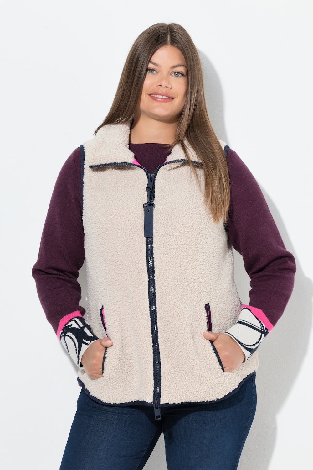 Große Größen Teddyweste, Damen, grau, Größe: 44/46, Polyester, LAURASON