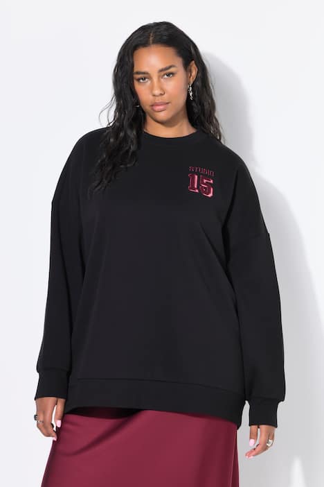 Sweatshirt, oversized, satijnen getal, ballonmouw