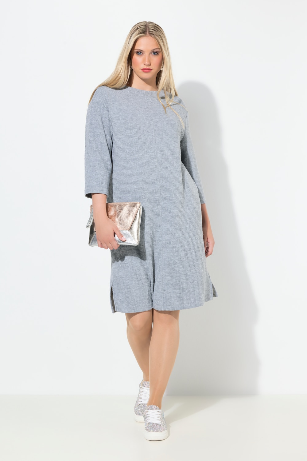 Kleid, Struktur, U-Boot-Ausschnitt, 3/4-Arm