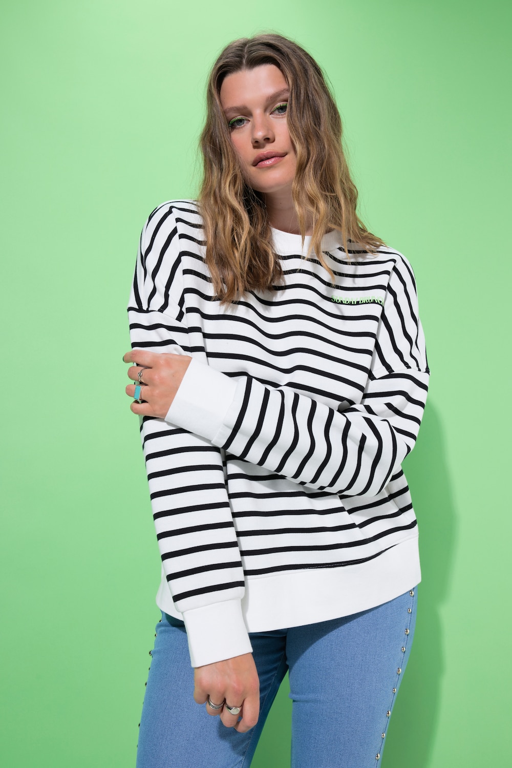 Sweatshirt, oversized, strepen, statement