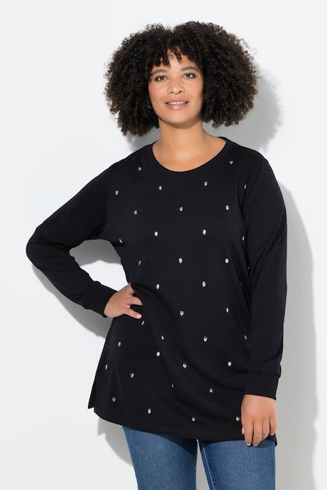 Sweatshirt, Metall-Totenköpfe, Langarm