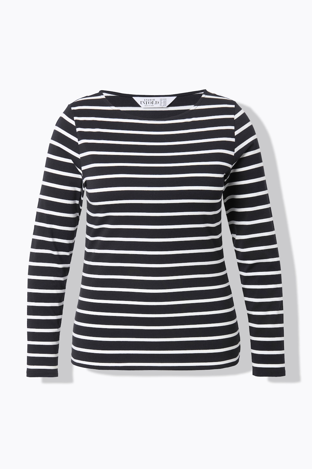 T-shirt, slim model, gestreepte jersey, lange mouw