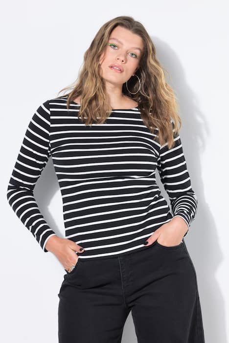 T-Shirt, Slim Shape, Ringeljersey, Langarm