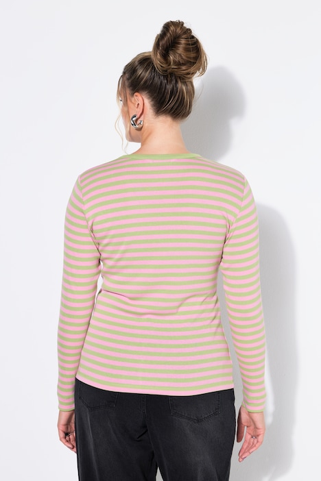 T-shirt coupe slim en jersey rayé, manches longues