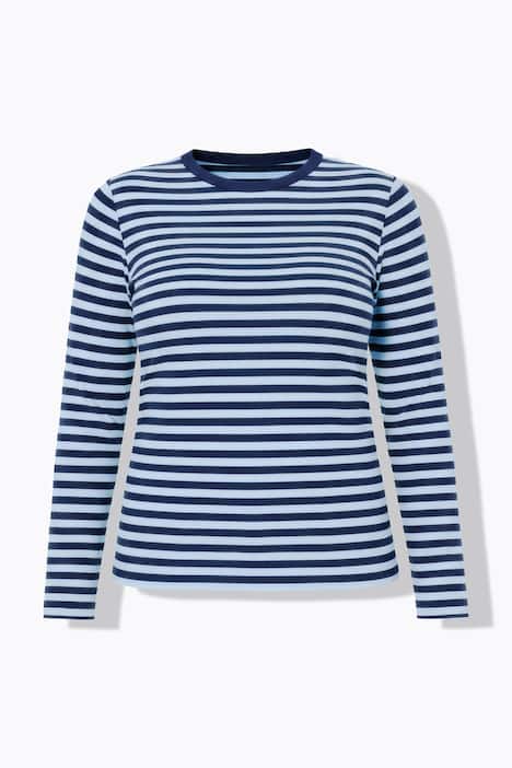 Shirt, Slim Shape, Ringel, Rippjersey, Langarm