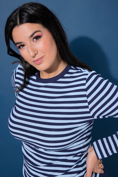 Shirt, Slim Shape, Ringel, Rippjersey, Langarm