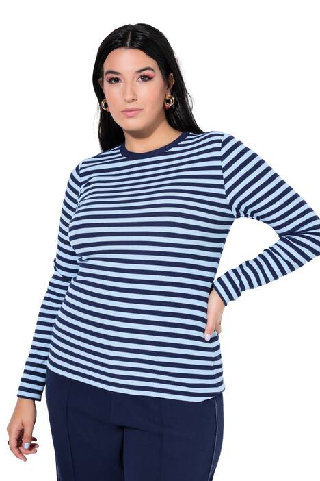 Tričko, Slim střih, pruhy, žebrovaný žerzej, dlouhé rukávy