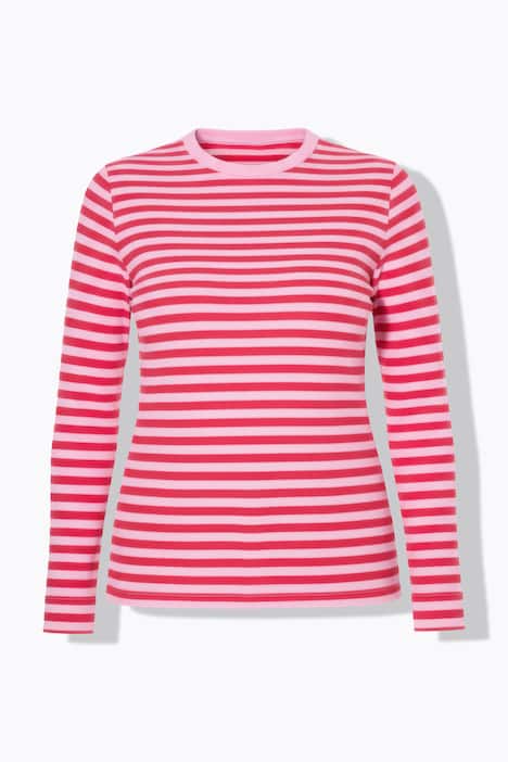 Shirt, Slim Shape, Ringel, Rippjersey, Langarm