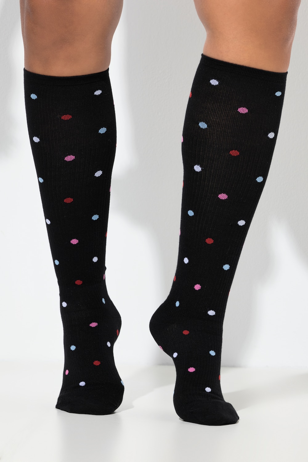 Kompressions-Kniestrümpfe, breites Bündchen, Tupfen