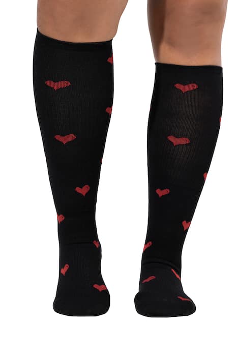 Kompresní podkolenky, široký lem, srdce