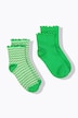 Strümpfe, 2er-Pack, Rüschenkante, Zacken/uni, Kurzschaft