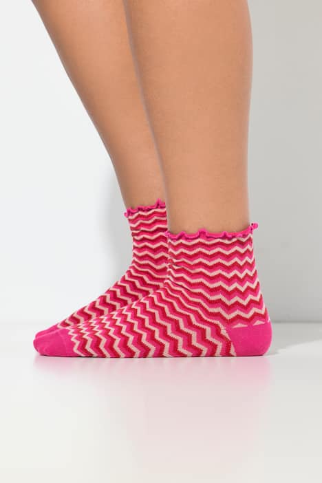 Strümpfe, 2er-Pack, Rüschenkante, Zacken/uni, Kurzschaft