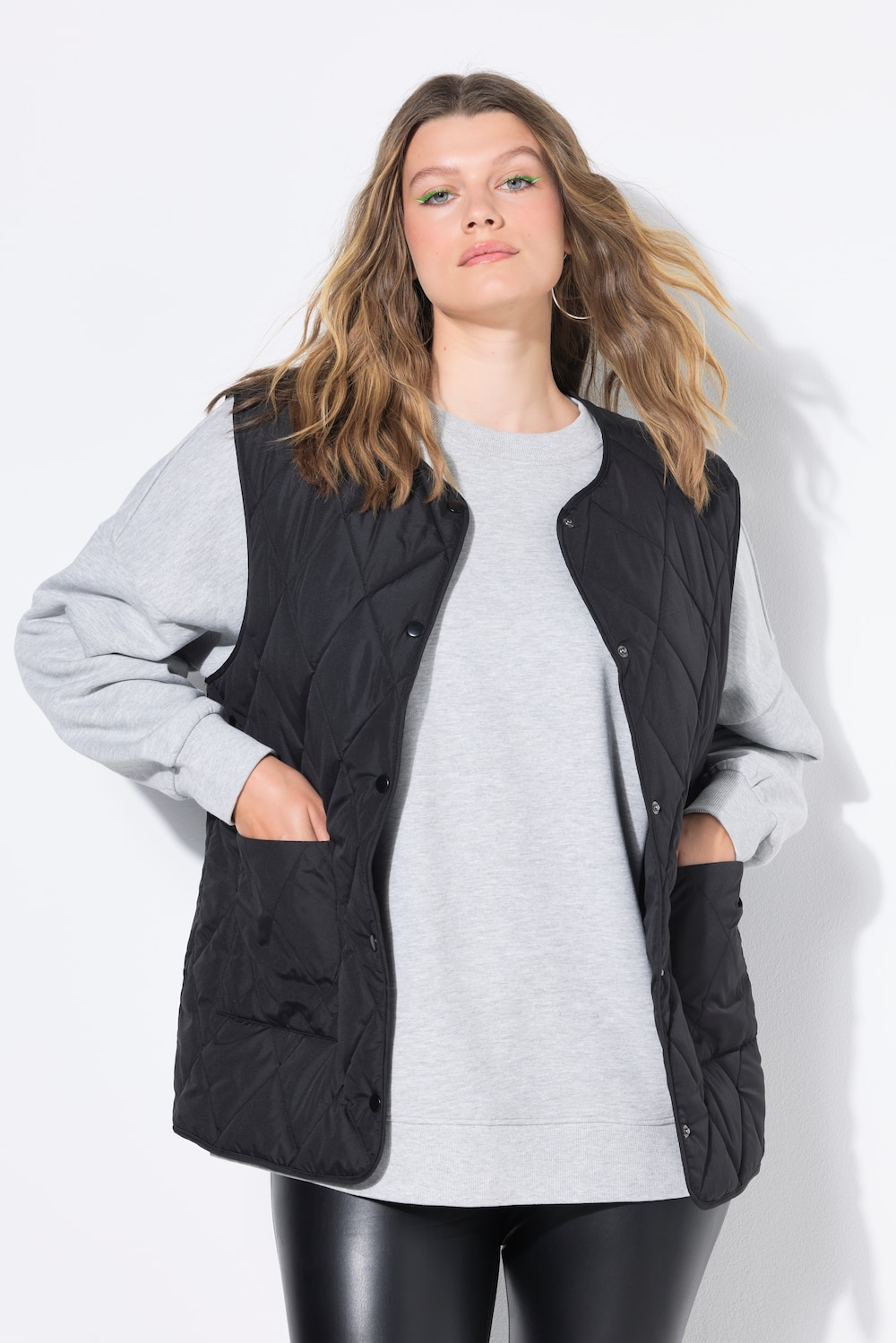 Große Größen Light-Steppweste, Damen, schwarz, Größe: 50/52, Polyester, Studio Untold