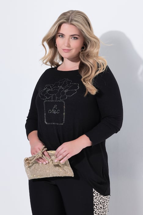 Pullover, A-Linie, Glitzersteinchen, Langarm