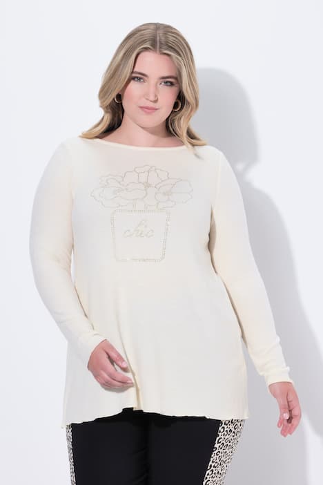 Pullover, A-Linie, Glitzersteinchen, Langarm