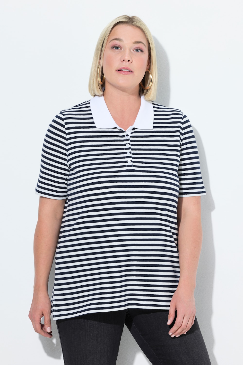 Große Größen Poloshirt, Damen, schwarz, Größe: 46/48, Baumwolle, Ulla Popken